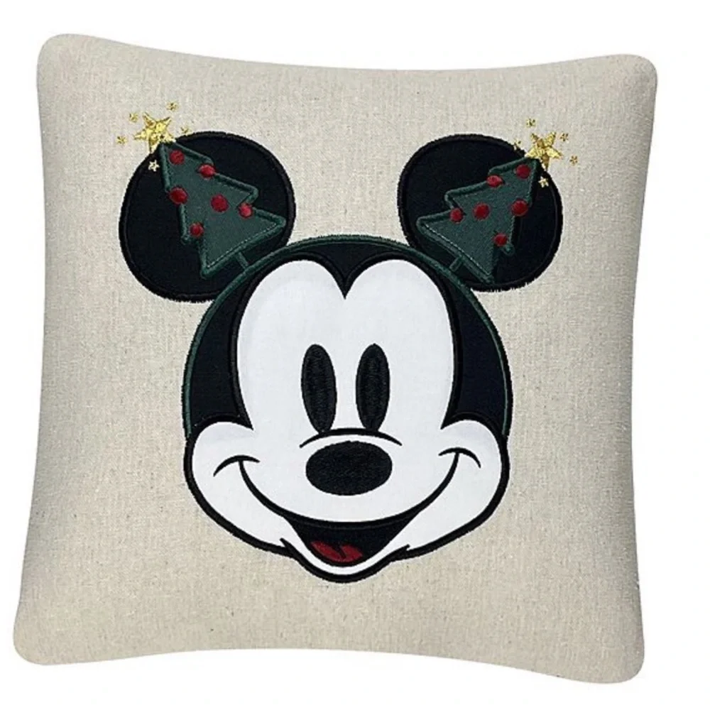 🆕 Disney's Mickey & Minnie Mouse 2-Piece Christmas Throw Pillows Set Green